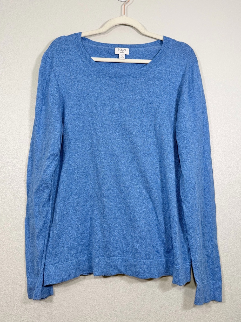 J. Crew Sweater Teddie Light Blue Long-Sleeve Scoop Neck 100% Cotton Women XL